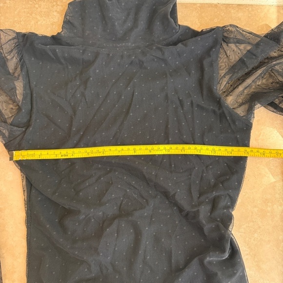 Sanctuary Midnight Hour Black Mock Neck Sheer Sleeve Swiss Dot Women Size S Mesh - Picture 9 of 12